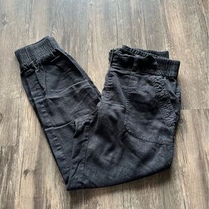 Dynamite Black Linen Jogger Style Belted Pants Sz S